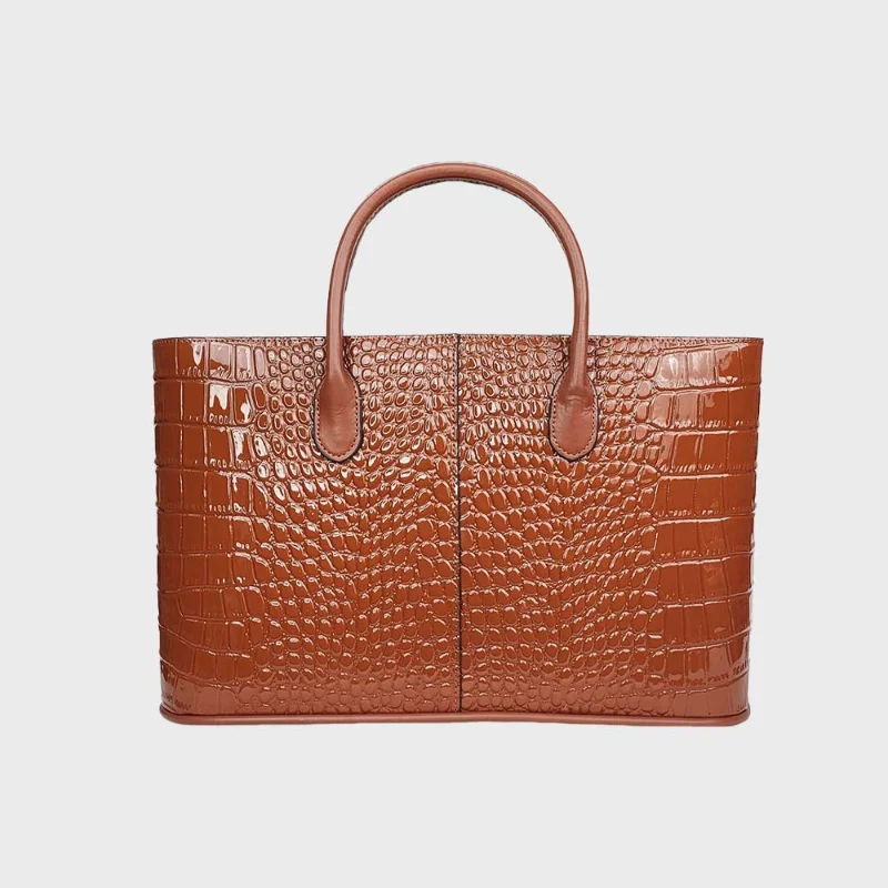 

New Genuine Leather Women's Handbags Fashion Crocodile Pattern Female Shoulder Messenger Bag Middle-Aged Mother Big Tote Bags