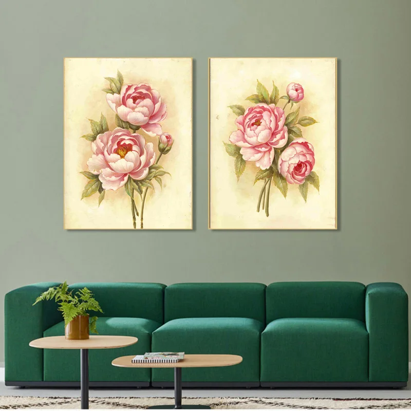 

Simple Modern Flower Oil Painting Peony Poster Decorative Painting Family Room Decorative Wall Background