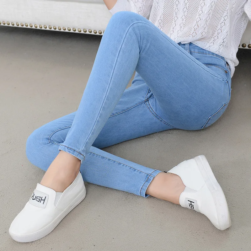 

Autumn/Winter Korean Version of High-waisted Jeans Women's Slim Feet Stretch Long Pants Girls Pencil Pants Jeans Woman