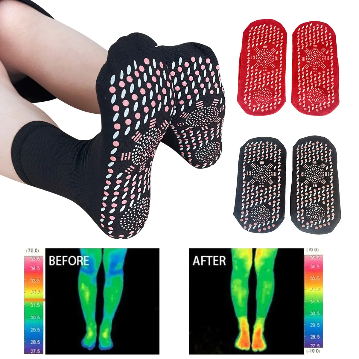 

Winter Self-heating Health Care Socks Women Ski Sports Self Heated Massage Man Short Sock Magnetic Therapy Comfortable Warm Sox