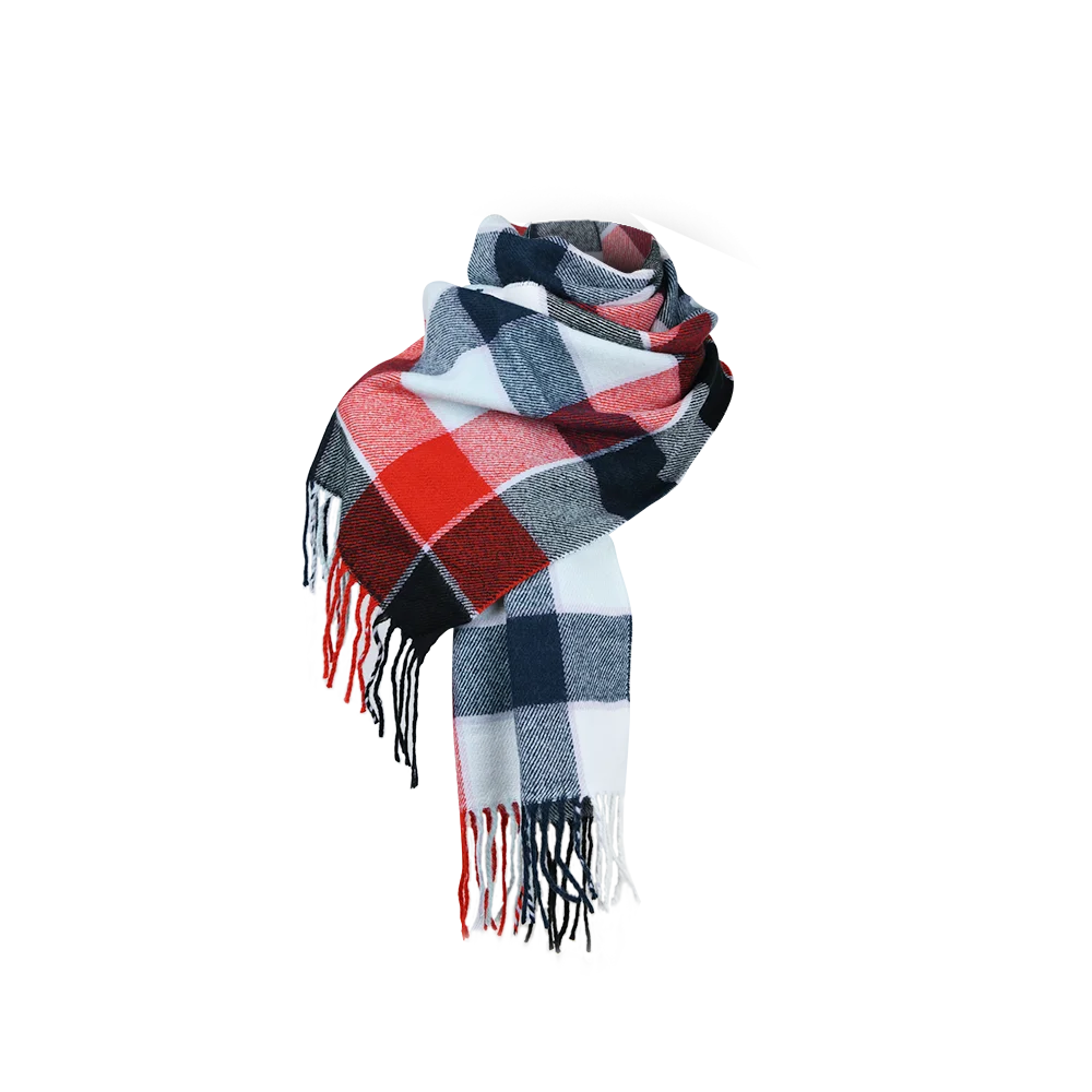 

US Stock Women Men Long Shawl Big Grid Warm Scarf Plaid Scarf Classic Soft Tartan Long Wrap Fashion Autumn Scarves Neckline