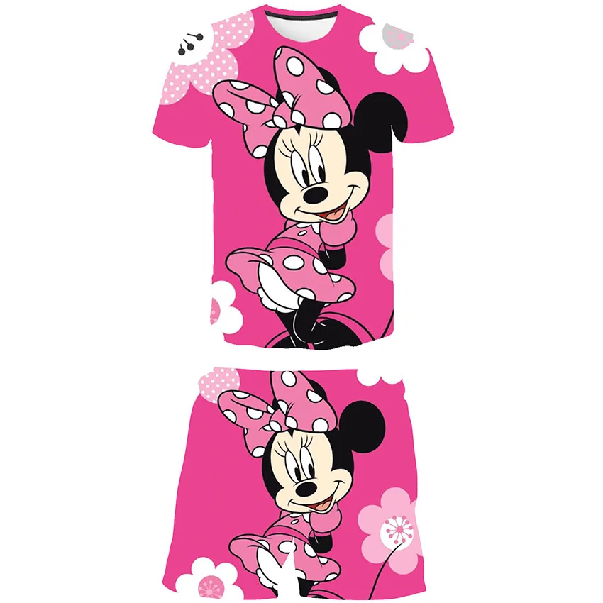 

Детский костюм из футболки и шортов, с принтом Минни и Микки Маус
