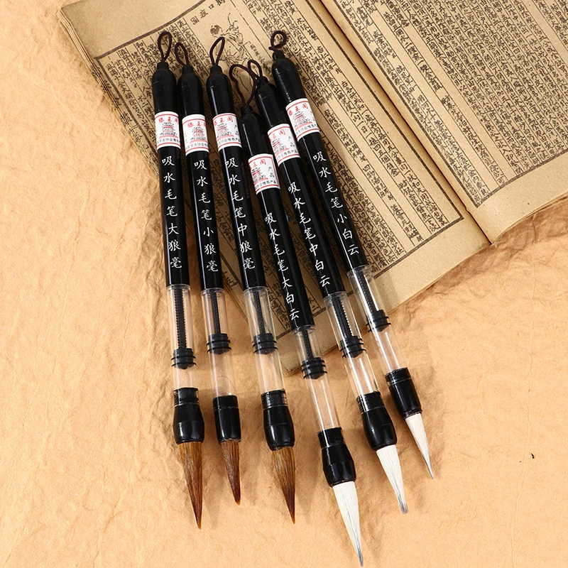 

3pcs Chinese Japanese Adjustable Piston Water Brush Pen Writing Calligraphy Beginner Absorbent Ink Brush