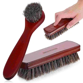 2 Pcs Horse Hair Brush Boot Suede Cleaning Kit Horsehair Sneaker Shoe Brushes Polishing