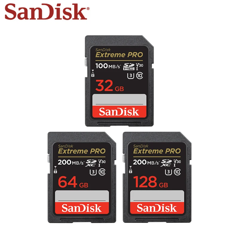 

SanDisk Extreme Pro SD Card 32GB 64GB 128GB SDHC SDXC UHS-I Class 10 95M/S Memory Card Support U3 4K for Digital Camera