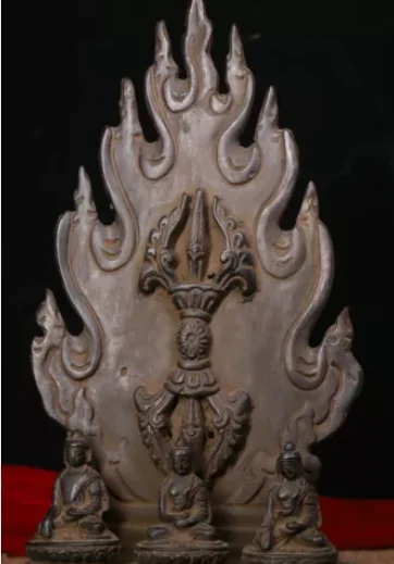 10 6-дюймовый старый тибетский бронзовый храм 3 подсветка Будды статуя фурбы