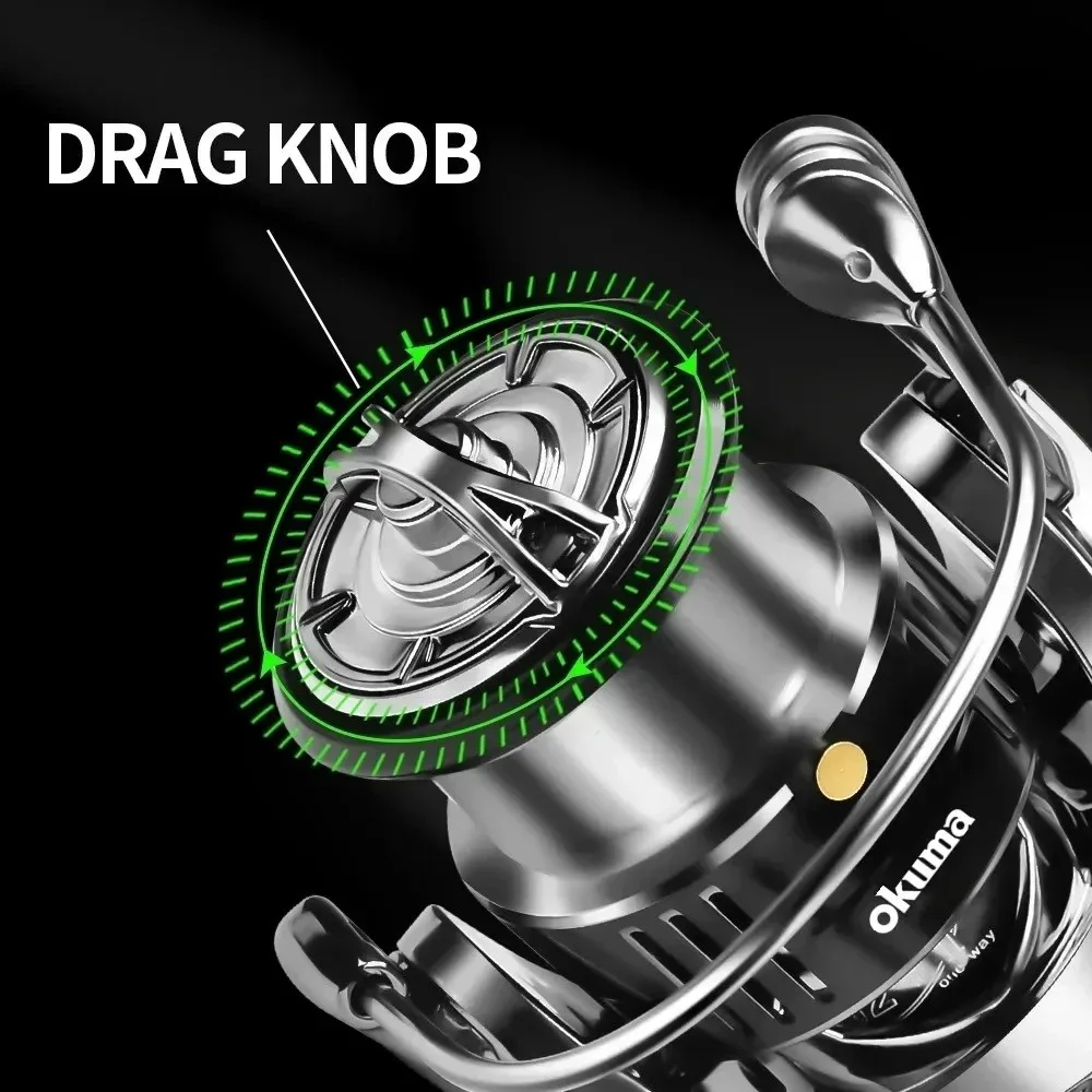 Фото Новая вращающаяся катушка Okuma, передаточное число 5.5:1, тормозное усилие 18 кг, подходит для различных рыболовных сценариев. №2