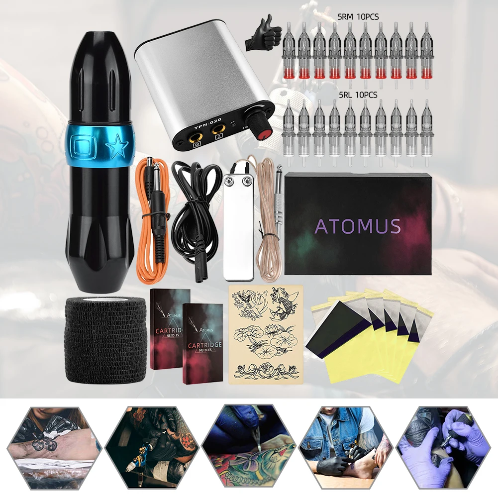 

Professional Stainless Steel Tattoo Machine Kit Tattoo Needles Permanent Makeup Motor for Body Beauty Artists Beginners