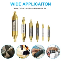 1 0 5 0mm hss tin coated center drill bit set metalworking hole drill hole cutter 60 degrees combined drill bit set