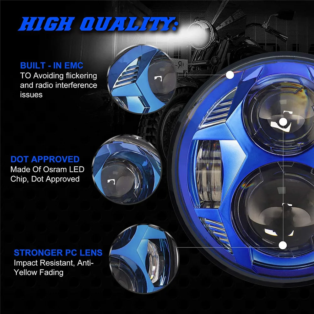 Круглые светодиодные фары 5 75 дюйма совместимые с Harley Dyna Street Bob Softail Sportster Iron 883 1200