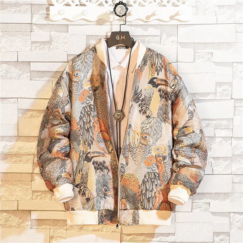 Мужская теплая куртка в стиле хип-хоп, с вышивкой