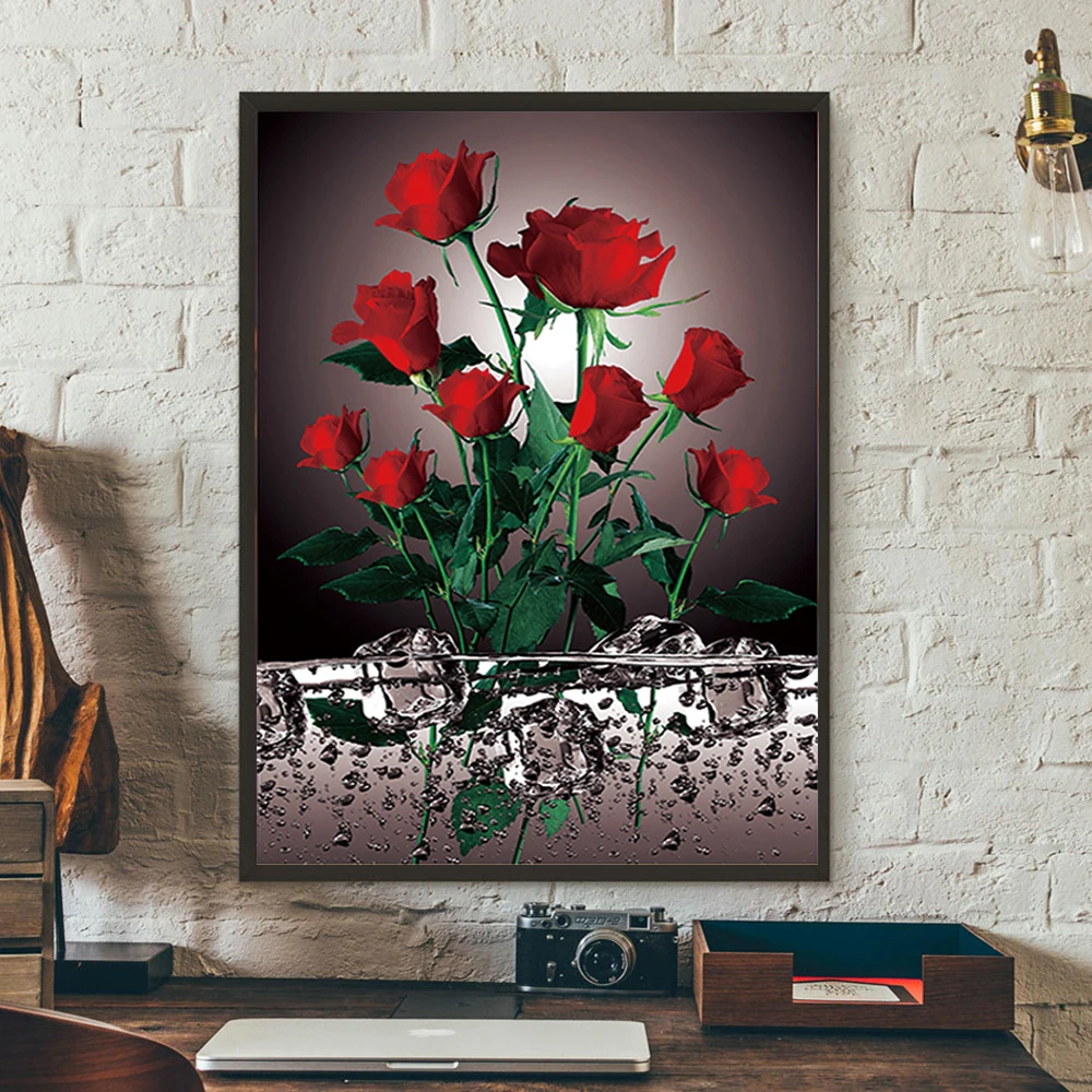 

DIY 5D Full Drill Diamond Painting Modern Art Rose Cross Stitch Diamond Embroidery Flowers Living Room Bedroom Wall Home Decor