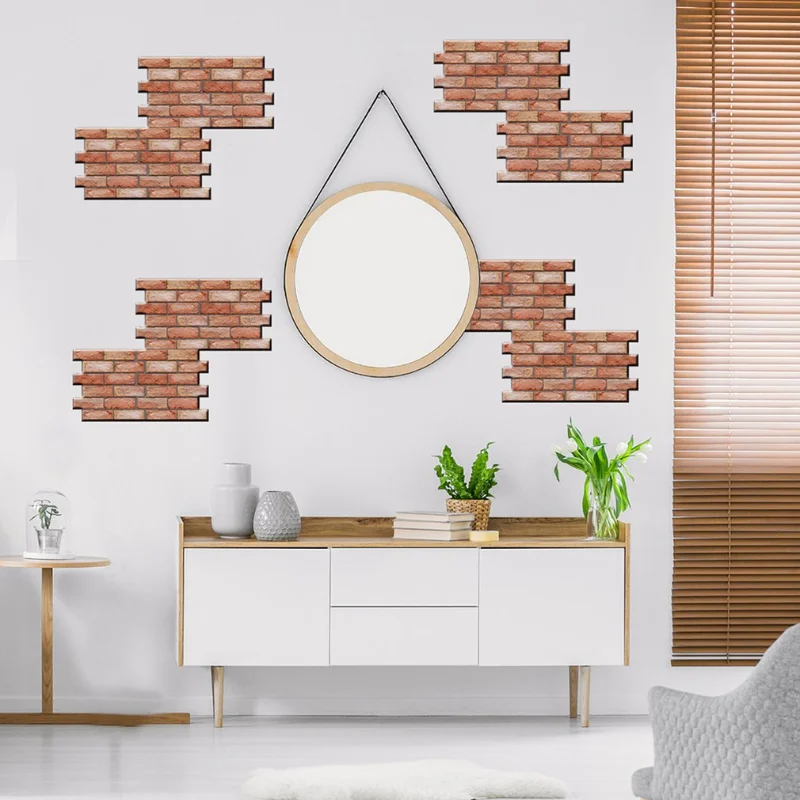 

PVC Tile Stickers Red Brick Self-Adhesive Wall Stickers Living Room TV Bathroom Decoration Anti-Collision 3d Panels on The Wall