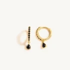 Женские серьги-кольца Huggie из серебра 925 пробы с радужным черным кристаллом из циркония