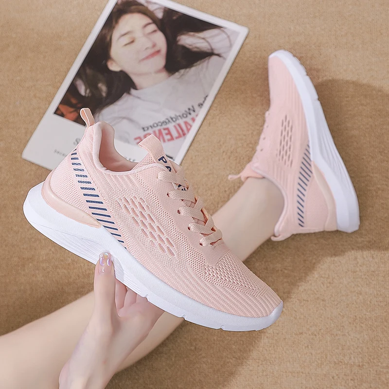 

2022 Ladies Running Shoe Sneakers Breathable Heightening Soft Sole Outdoor New Walking Shoes Lace Up Lightweight Women's Shoe