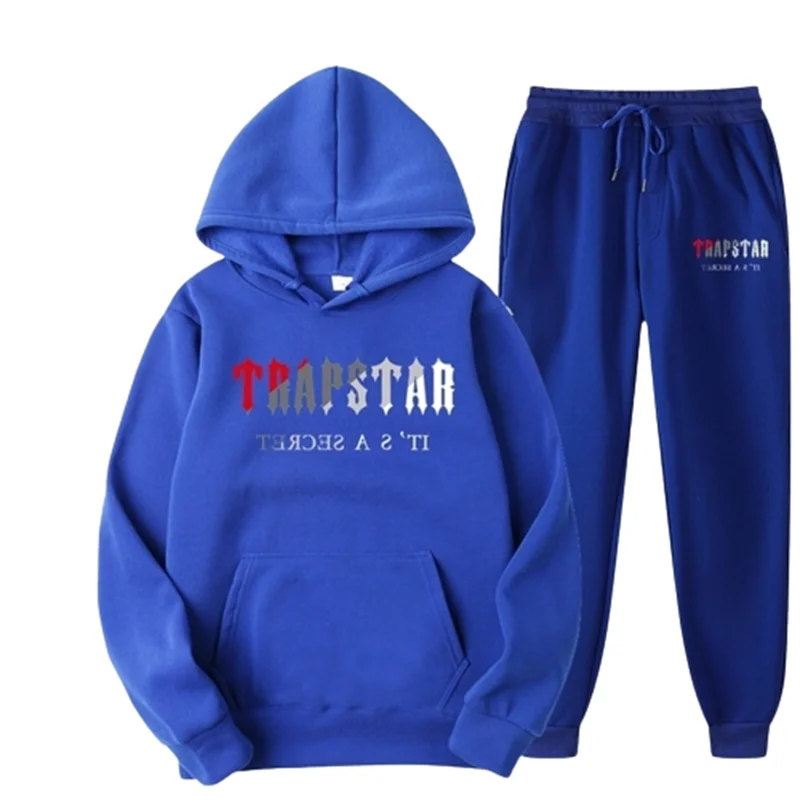 

Trapstar Letter Printed Men's Sweatshirt of Warm Two-piece Loose Hoodies+jogging Pants Set Autumn And Winter New Tops