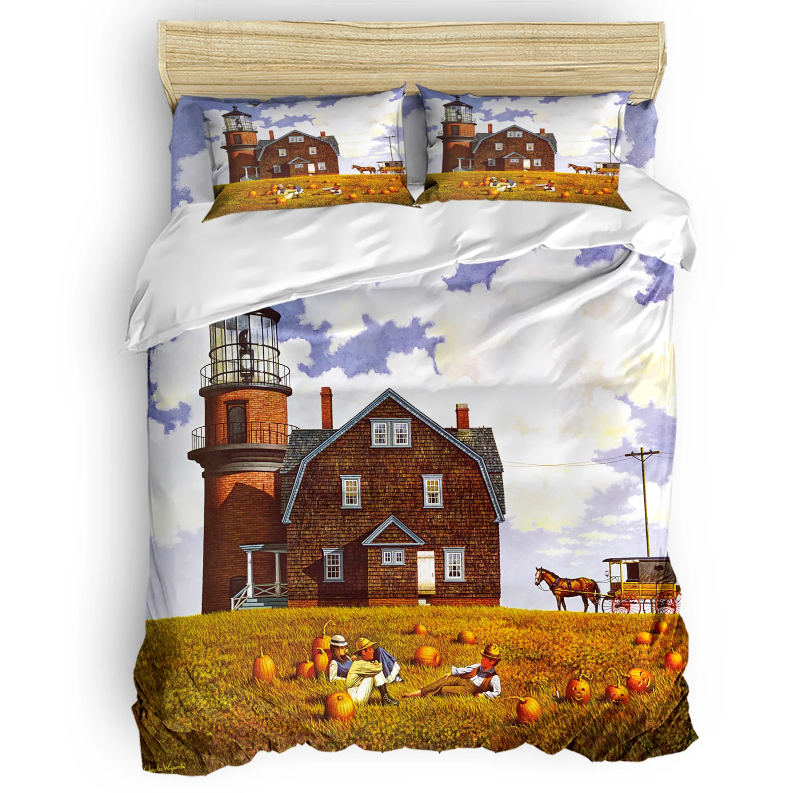 

Дом, тыква, лошади, Удобные товары для дома, спальня, кровать, роскошный пододеяльник 2/3/4 шт.