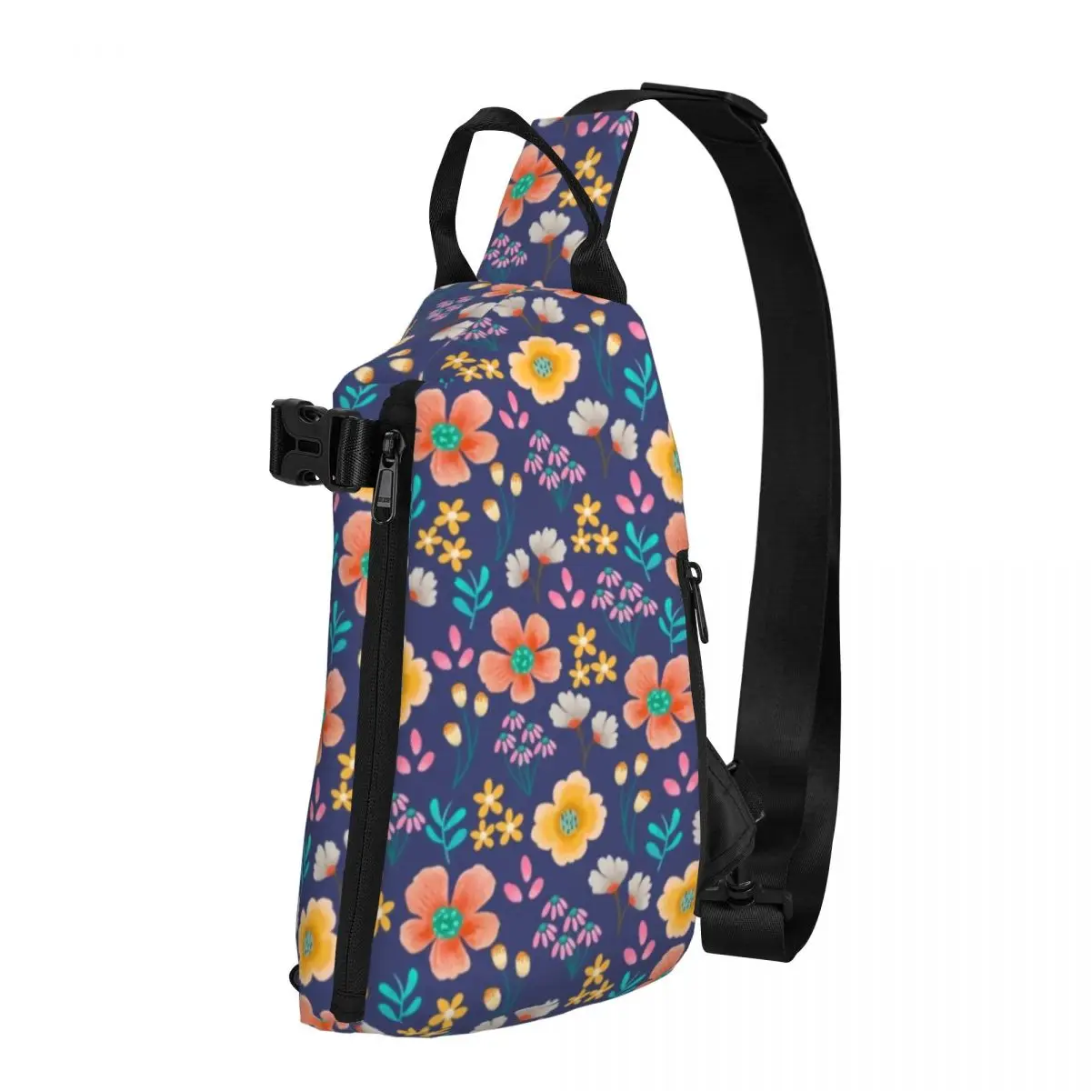 

Vibrant Bright Flowers Shoulder Bags Cute Floral Print Fashion Chest Bag School Cycling Sling Bag Daily Custom Crossbody Bags