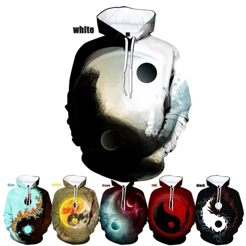 

3D Eight Trigrams Of Yin And Yang Printed New In Hoodies & Sweatshirts Tai Chi Graphic Hooded Hoody Unisex Fashion Hoodie Tops