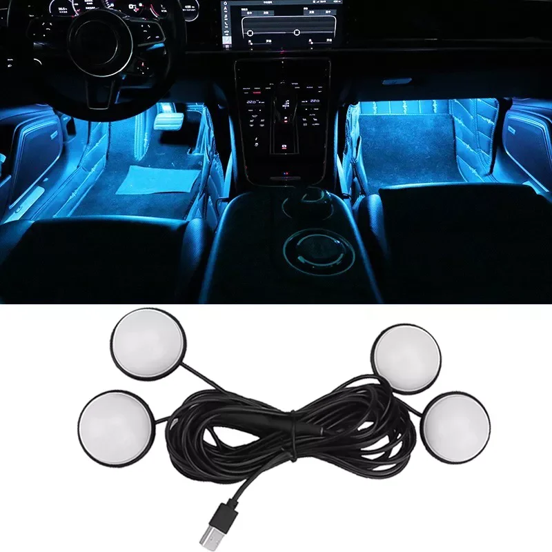 

Car LED Foot Ambient Lights 3 Colors Auto Home Party Atmosphere Decorative Star Bulb Car Interior One with Four Night Lamp