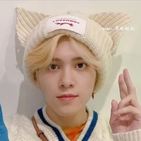 kpop new boys group stray kids fashionable cat ear hats knit caps cute sweaters hip hop jewelry gifts hendery wayv bang chan i n