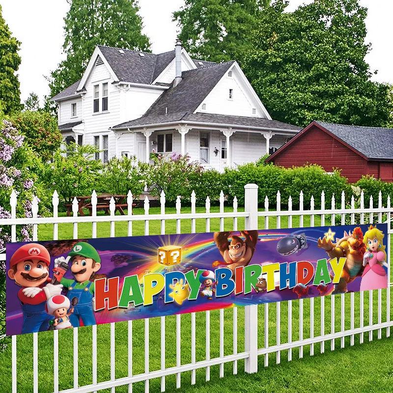 

Super Mario Bros. Movie Garden Party Decorate Mario Indoor Outdoor Courtyard Creative Children's Birthday Party Banner Supplies