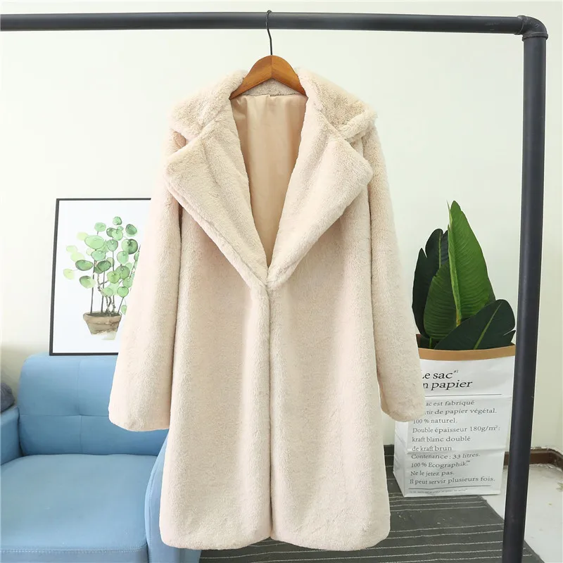 Faux Fur Coat Women Autumn Winter 2022 Casual Loose Long Jackets Female Soft Fur Plush Outwear Thick Warm Oversize Clothing