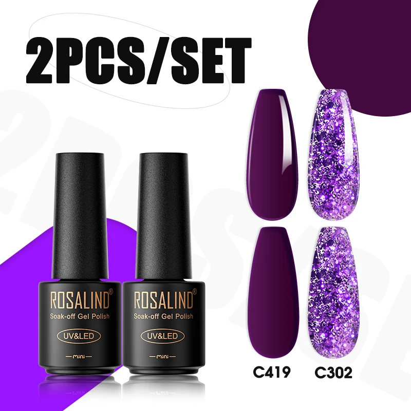 Набор гель-лаков для ногтей ROSALIND яркие цвета Полупостоянный Гибридный лак