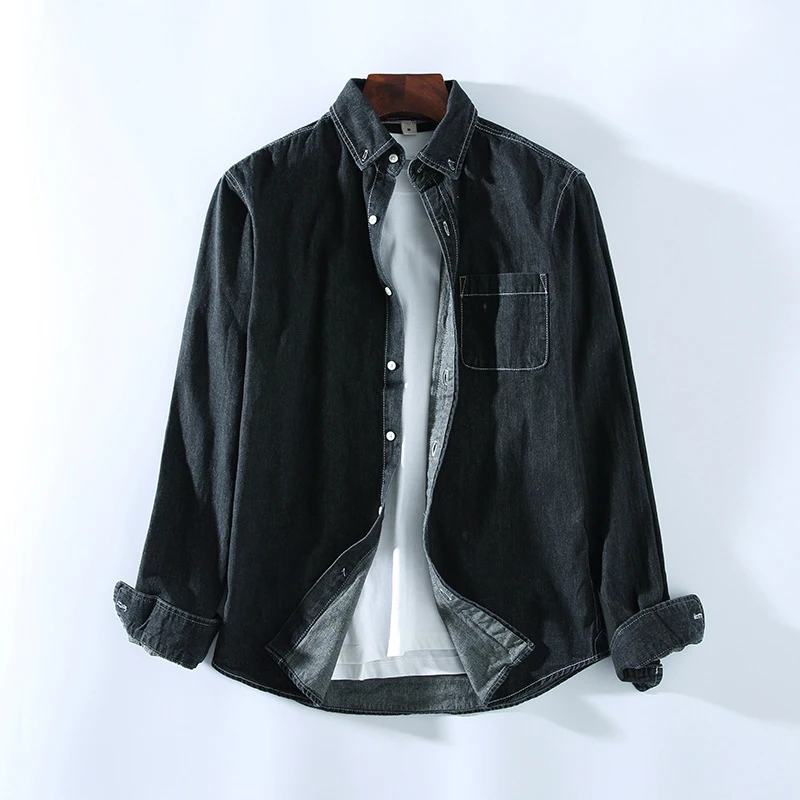 

Рубашка мужская джинсовая оверсайз с длинным рукавом, х/б, 4xl/Xxxl