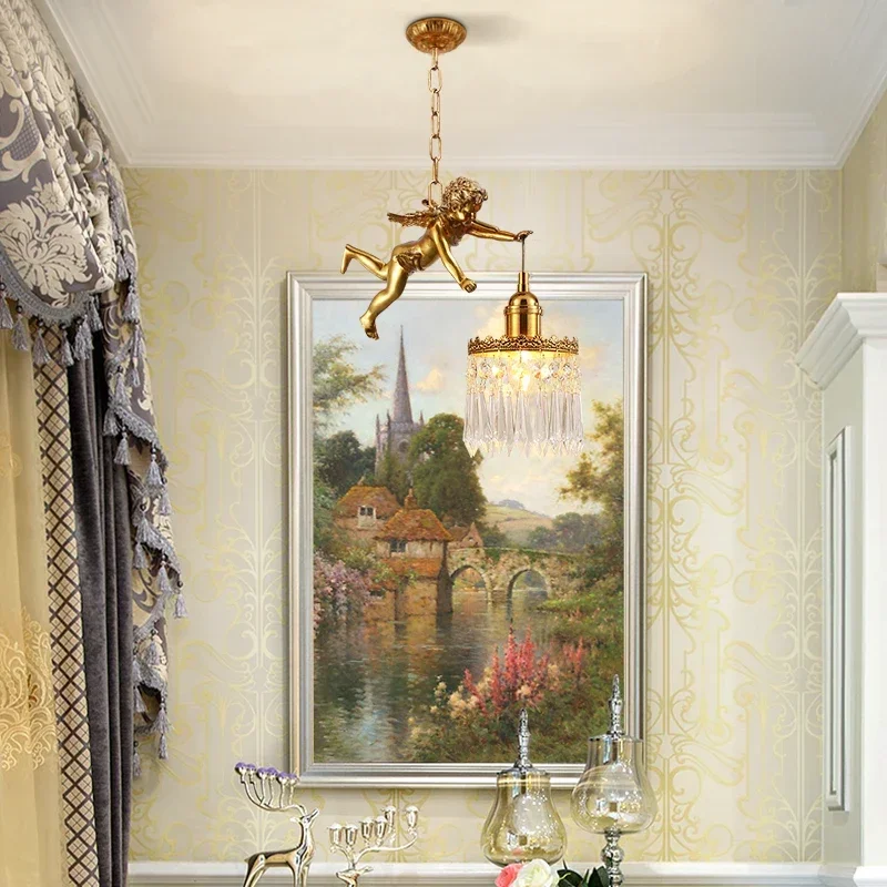 Европейский Купидон подвесной одиночный светильник XUANZHAO маленькая Хрустальная