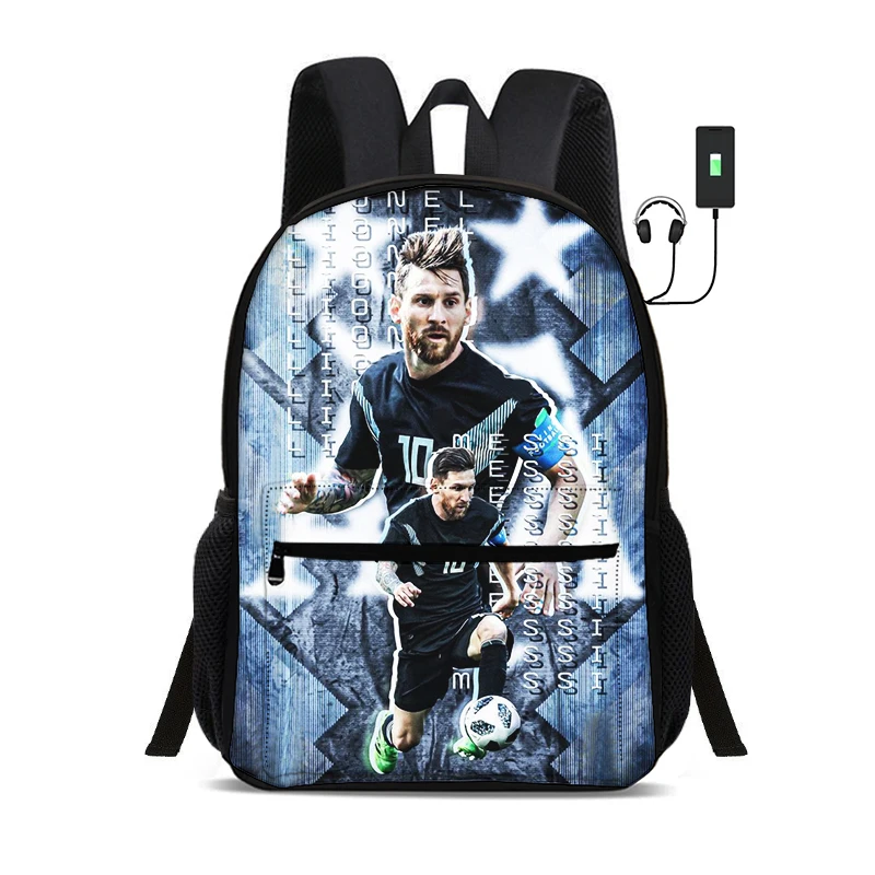 Фото Рюкзак M-Messis Football Star с USB-интерфейсом, сумки для студентов, рюкзак для мальчиков и девочек, лучший подарок №4