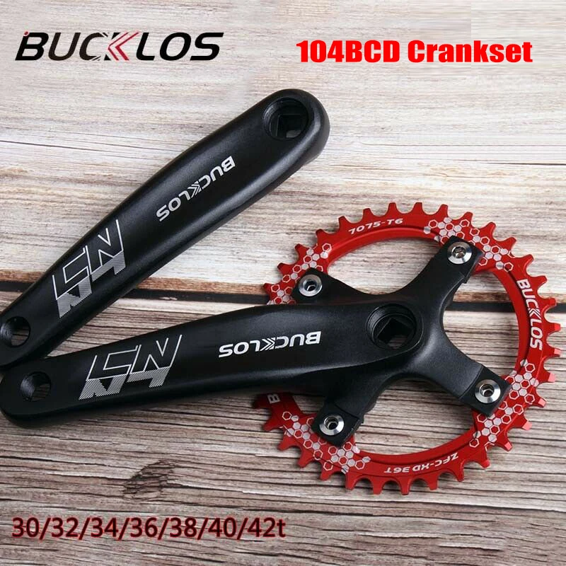 

BUCKLOS Bicycle crank chainwheel 104BCD MTB Crankset Narrow wide chainring 170mm Aluminum alloy Bike crank 32T 34T 36T 38T plate