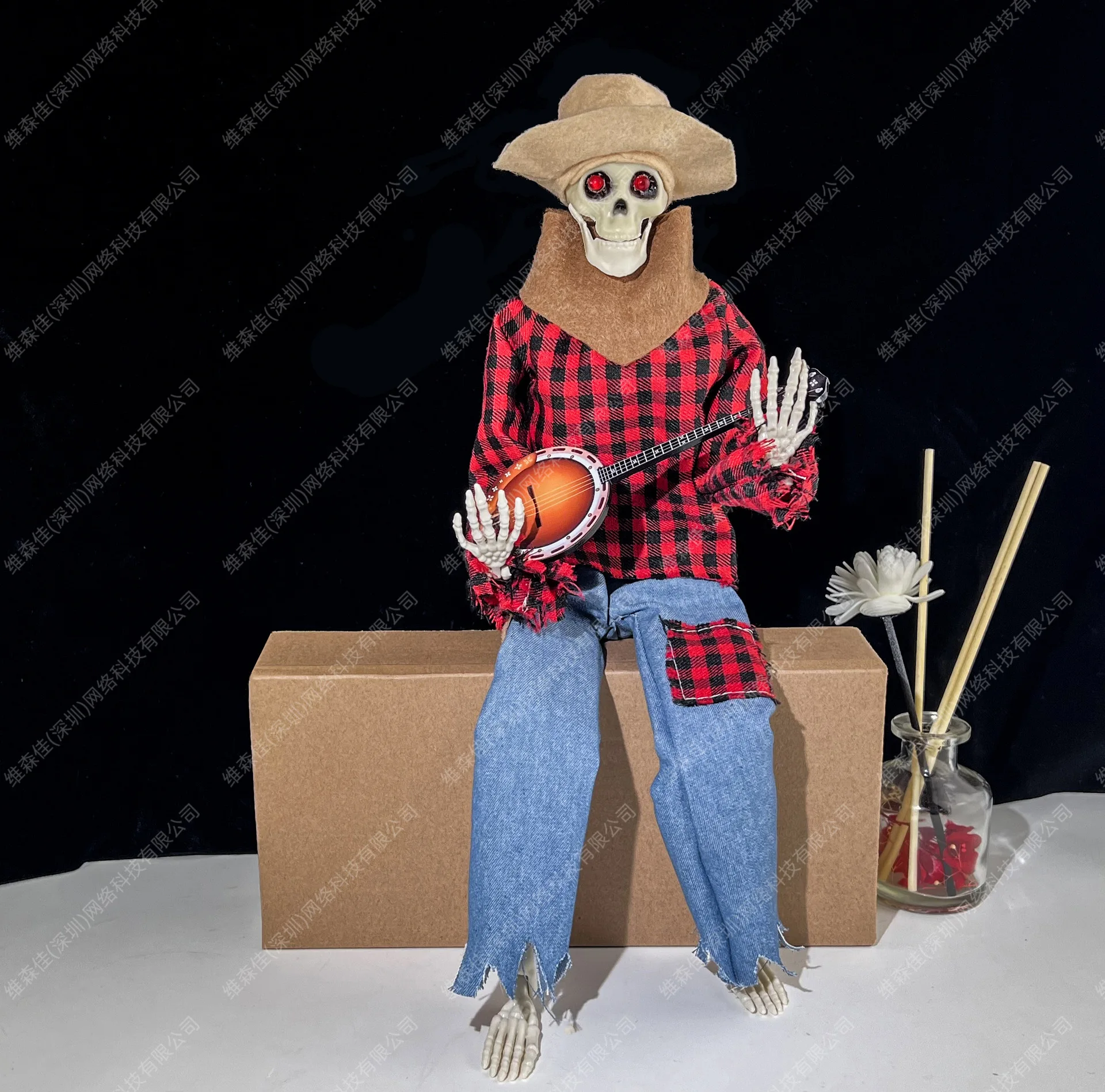 Хэллоуин анимационные скелеты банджо светящийся Скелет украшение