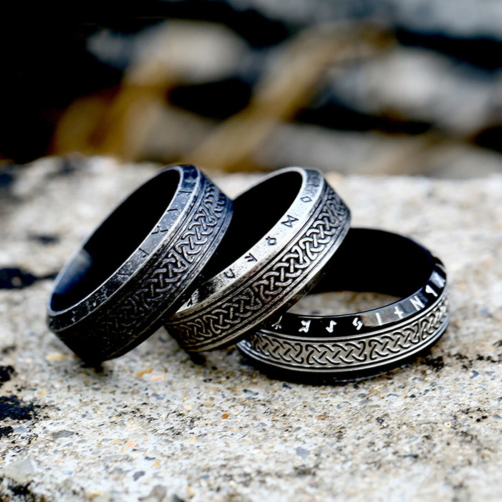 

Fashion Norse Viking Celtic Knot Amulet Rune Rings for Men Women 316L Stainless Steel Viking Ring Punk Jewelry Gifts Wholesale