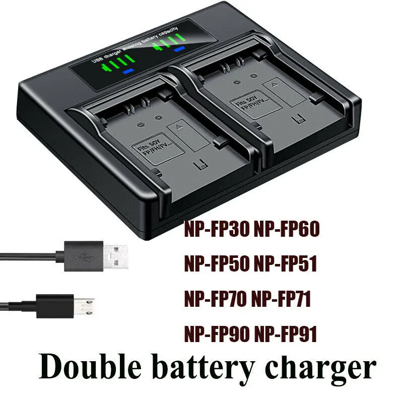 

Dual Battery Charger For Sony DCR-HC46 HC65 HC85 HC94 HC96 SR30 SR40 SR50 SR60