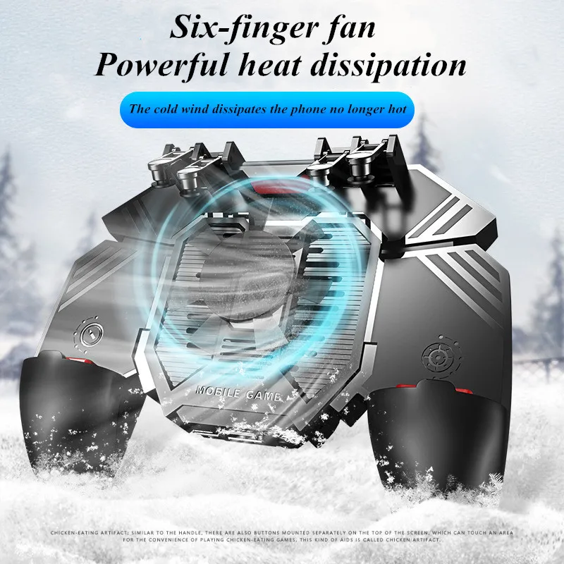 

AK77 PUBG Controller with Cooling Fan 6 Finger Gamepad for IPhone Android Shooting Gaming Trigger Game Pad Fire Joysticks Button