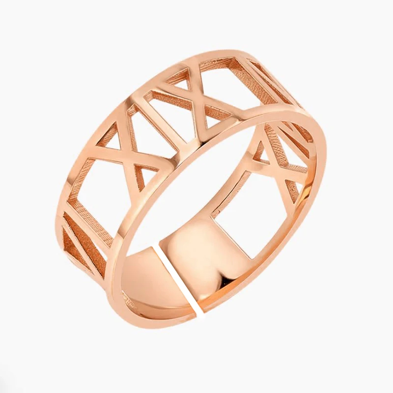 Персонализированные кольца с именем женские регулируемые из розового золота на