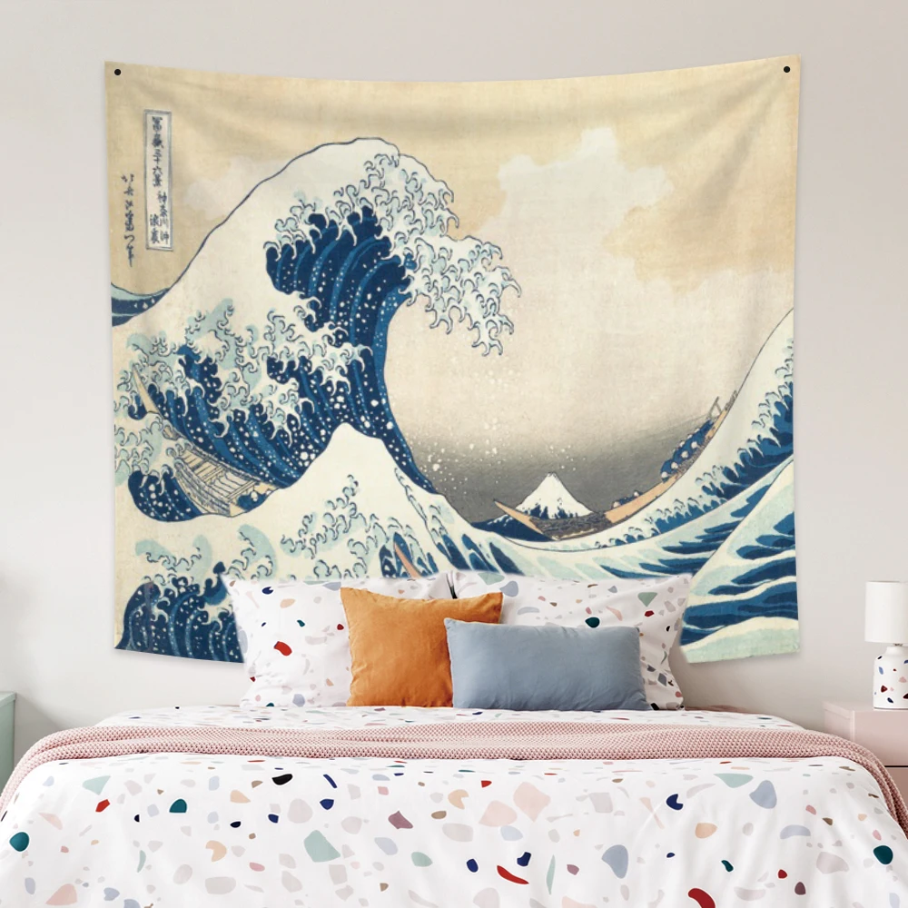 

Japanese Tapestry Art Printing Tapestries The Great Wave of Kanagawa Wall Hanging Decoration Mount Fuji Home Decor