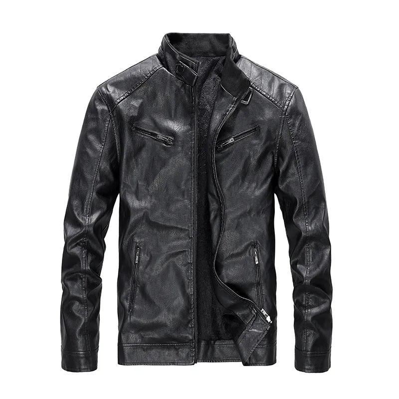 Men Leather Jackets Winter Casual Plus Velvet Thick Coat