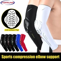 toprunn 1 pc basketball elbow pads elastic foam volleyball sleeves protector fitness gear sports training support bracers