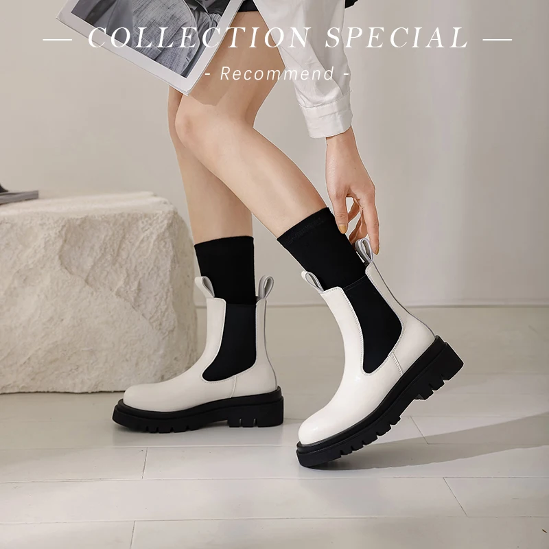 

2022 new autumn and winter Women ankle boots natural Leather plus size 22-24.5 cm cowhide upper Comfortable Casual Chelsea boots