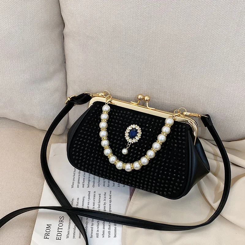 

Новинка 2023, роскошная яркая Банкетная сумка из искусственной кожи, украшенная бисером, индивидуальная женская сумка через плечо с цепочкой ...