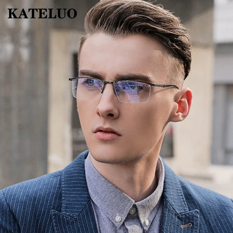 

KATELUO Anti Blue Light Computer Glasses Vintage Reading Glasses Men's Frame Prescription Eyeglasses Optical Lenses