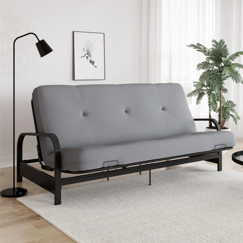 

6-дюймовый матрас Futon с ворсом и переработанным полиэфирным наполнителем, полноразмерный, с принтом в елочку, водонепроницаемый детский див...