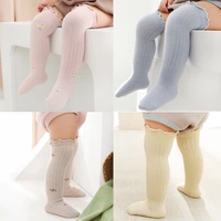 0 3y newborn socks baby girl knee high ruffle sock autumn winter toddler kids long warm soft cotton sock childrens flower socks