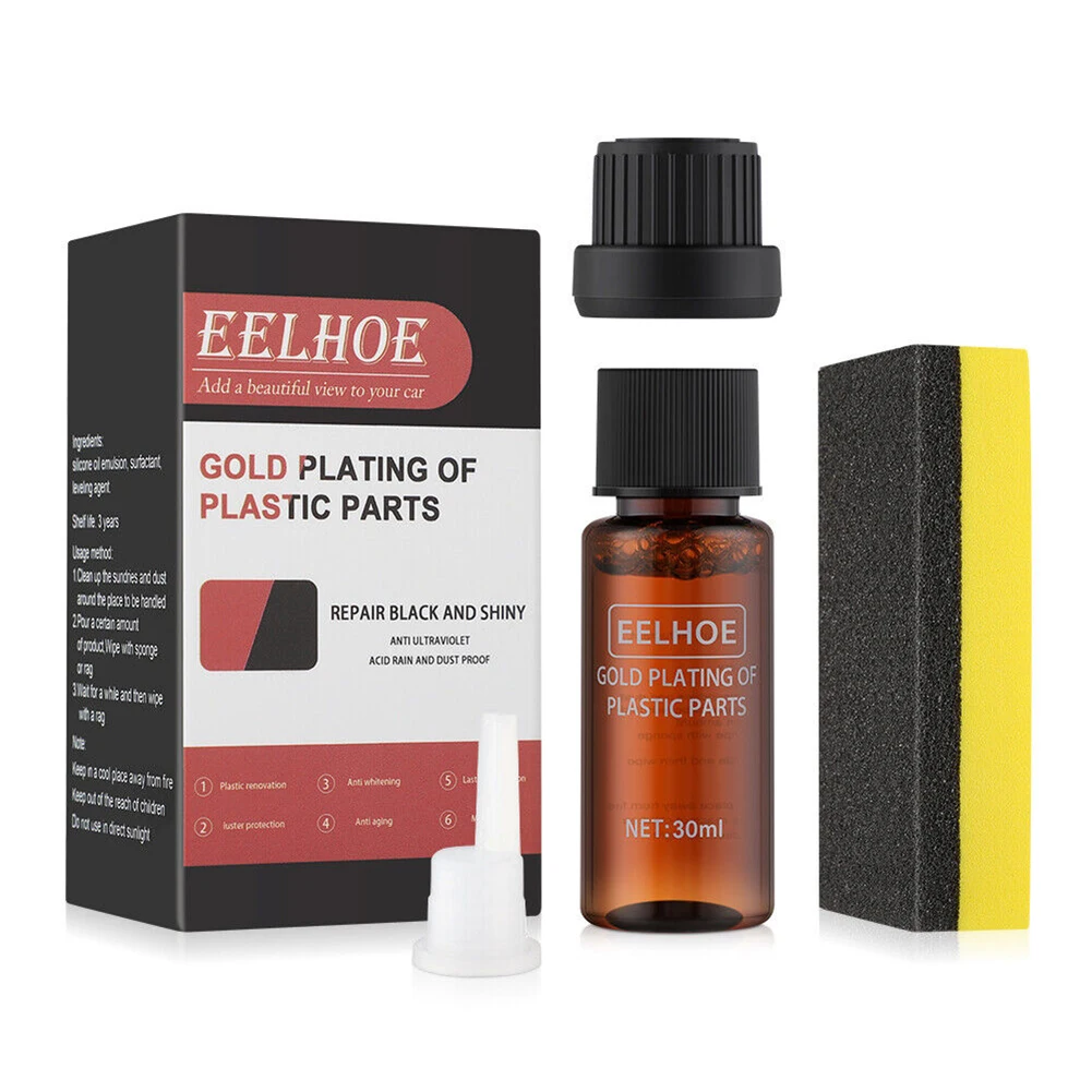 

30ml Nano-Plated Car Plastic Plating Agent Coating Polishing Cleaning Tool Plating Liquid Sponge Brush Replacement Sealed Bottle