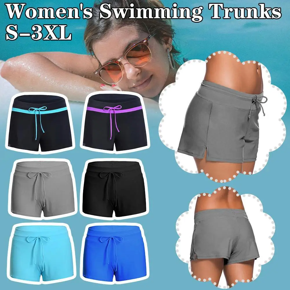 

Swim Trunks Women Bikini Bottom Ban Solid Color Swimwear Briefs Swimwear Split Bandage Swimming Trunks