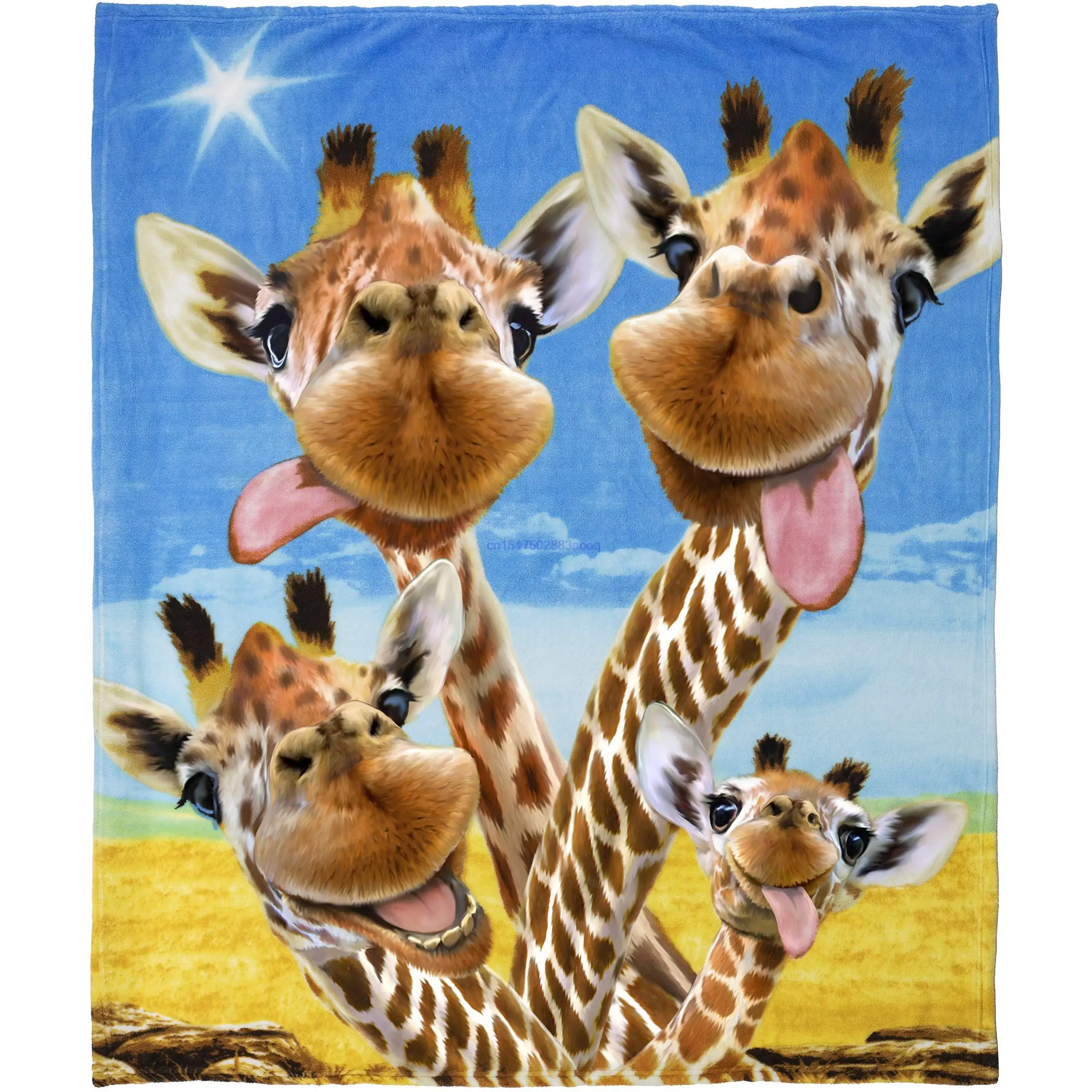 

Dawhud Direct Giraffe Selfie Super Soft Plush Fleece Throw Blanket