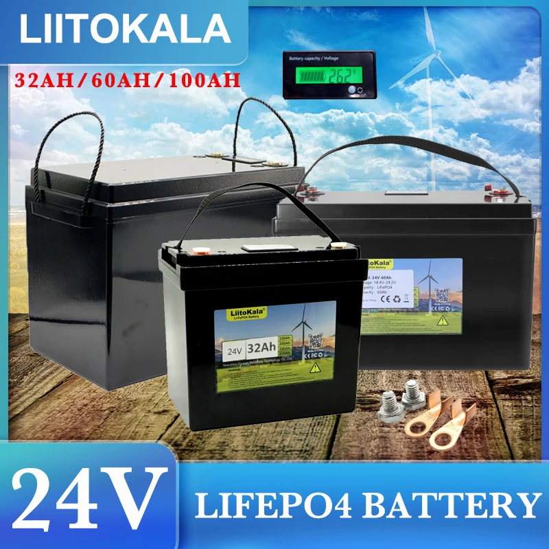 Литий-железо-фосфатный аккумулятор LiitoKala, 24 В, 29,2 А · ч, 60 А · ч, 32 А · ч, для автомобильных фосфатных батарей, в, беспошлинный