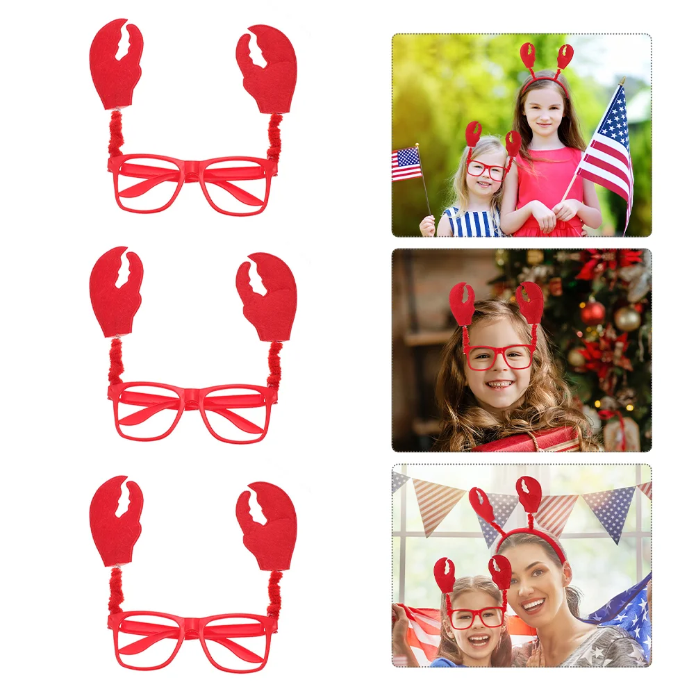 

3pcs Eyeglasses Prop Adorable Cartoon Fabric Funny Eyeglasses Crab Eyeglasses Party Glasses for Children